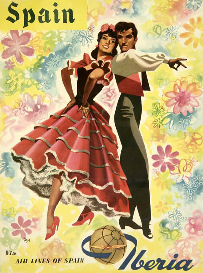 Iberia Air Lines Of Spain Iberia Flamenco | Sex Appeal Vintage Ads and Covers 1891-1970