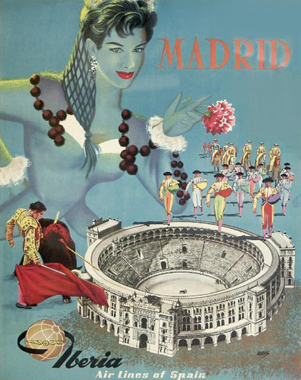 Iberia Air Lines Of Spain Madrid Corrida | Sex Appeal Vintage Ads and Covers 1891-1970