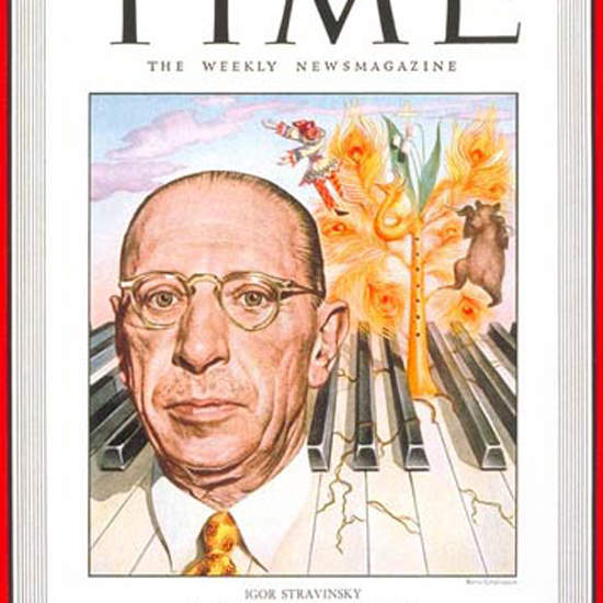 Igor Stravinsky Time Magazine 1948-07 by Boris Chaliapin crop | Best of Vintage Cover Art 1900-1970