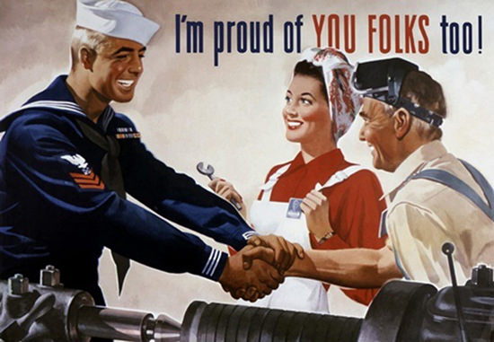 Im Proud Of You Folks Too Sailor Shaking Hands | Vintage War Propaganda Posters 1891-1970