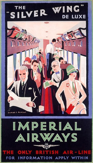 Imperial Airways Silver Wing De Luxe British Air | Vintage Travel Posters 1891-1970