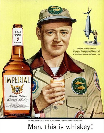 Imperial Whiskey Alfred Glassell 1955 Fishing | Vintage Ad and Cover Art 1891-1970