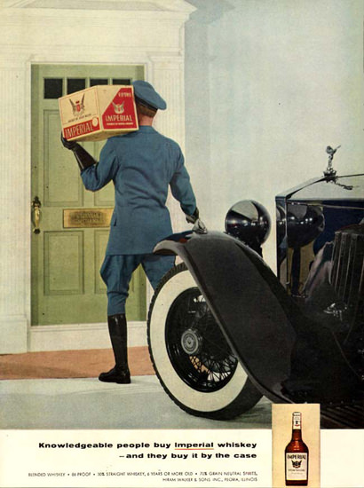 Imperial Whiskey Case Delivery 1957 Rolls Royce | Vintage Ad and Cover Art 1891-1970