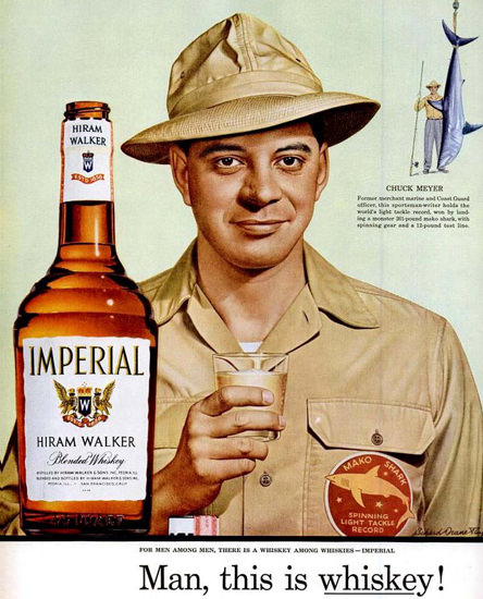 Imperial Whiskey Chuck Meyer 1955 Tackle | Vintage Ad and Cover Art 1891-1970