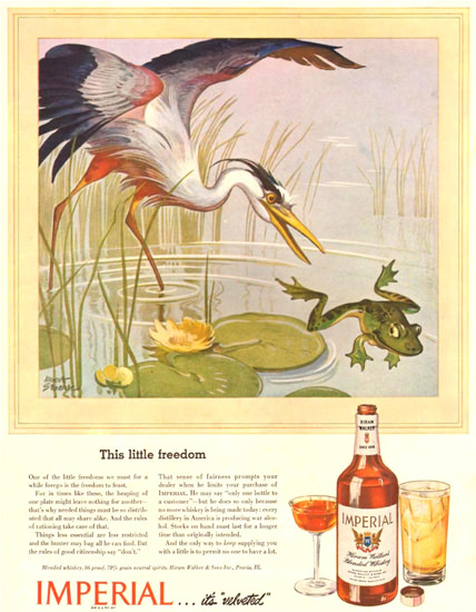 Imperial Whiskey This Little Freedom 1943 | Vintage Ad and Cover Art 1891-1970