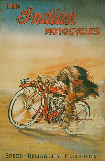 Indian Motorcycles 1914 Speed Reliability | Vintage Travel Posters 1891-1970