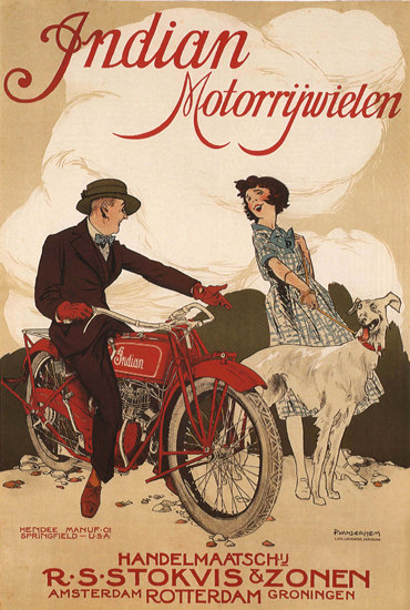 Indian Motorrijwielen Rotterdam Netherlands | Vintage Travel Posters 1891-1970