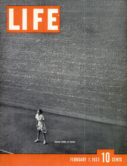 Indoor Tennis at Vassar 1 Feb 1937 Copyright Life Magazine | Life Magazine BW Photo Covers 1936-1970