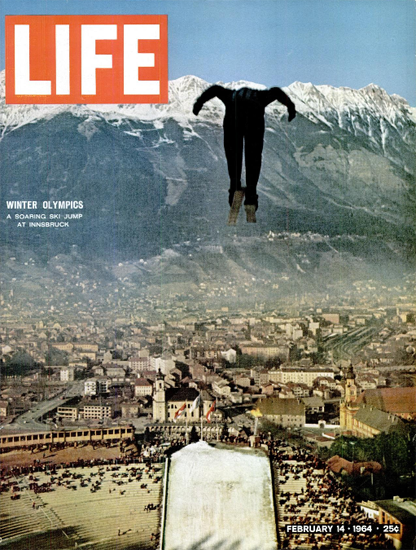 Innsbruck Winter Olympics Ski Jump 14 Feb 1964 Copyright Life Magazine | Life Magazine Color Photo Covers 1937-1970