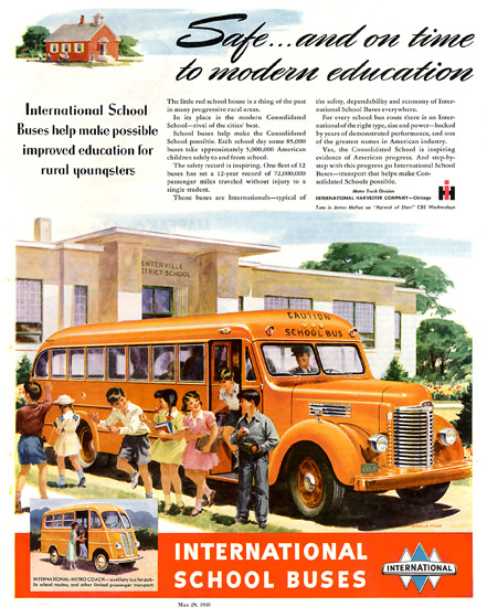 International School Buses Harvester Co 1948 | Vintage Cars 1891-1970