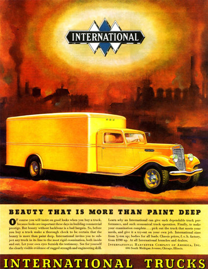 International Trucks Yellow Van 1934 | Vintage Cars 1891-1970