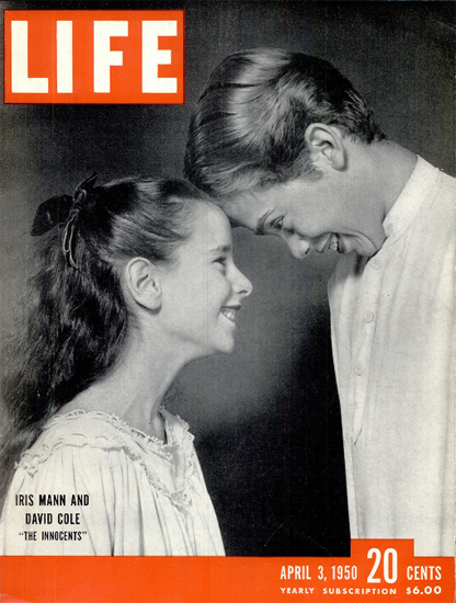 Iris Mann David Cole The Innocents 3 Apr 1950 Copyright Life Magazine | Life Magazine BW Photo Covers 1936-1970