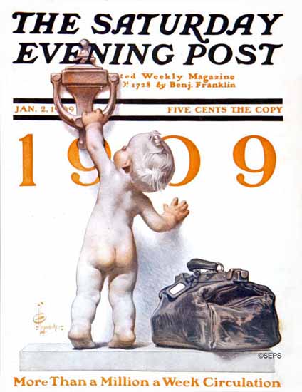 JC Leyendecker Artist Saturday Evening Post 1909_01_02 | The Saturday Evening Post Graphic Art Covers 1892-1930