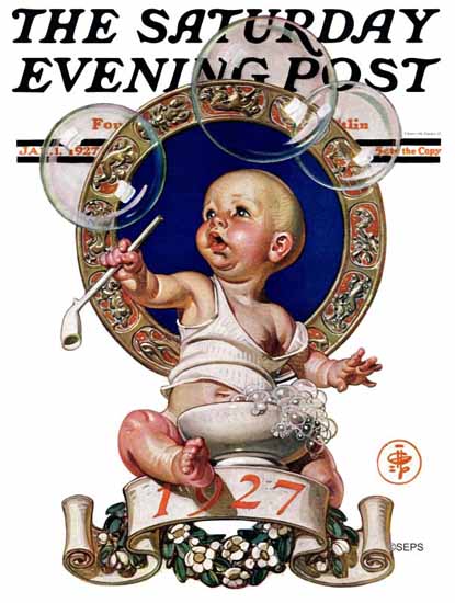 JC Leyendecker Artist Saturday Evening Post 1927_01_01 | The Saturday Evening Post Graphic Art Covers 1892-1930