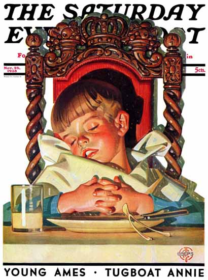 JC Leyendecker Saturday Evening Post After Turkey Nap 1938_11_26 | The Saturday Evening Post Graphic Art Covers 1931-1969