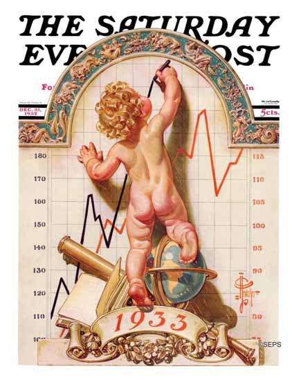 JC Leyendecker Saturday Evening Post Baby New Year 1932_12_31 | The Saturday Evening Post Graphic Art Covers 1931-1969