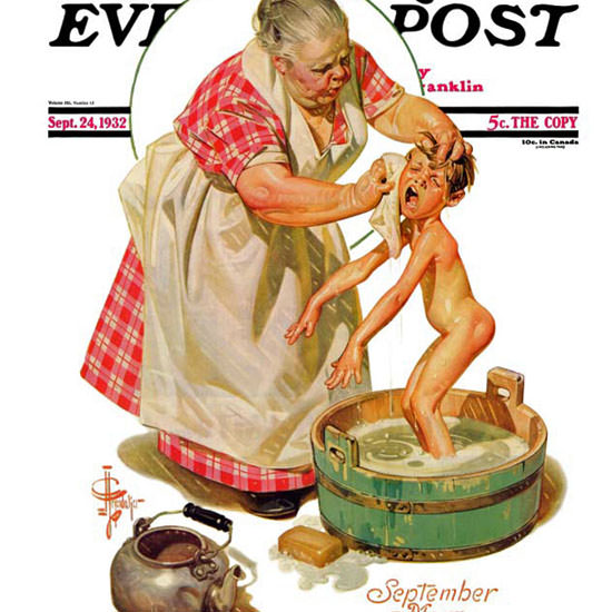 JC Leyendecker Saturday Evening Post Bath 1932_09_24 Copyright crop | Best of 1930s Ad and Cover Art