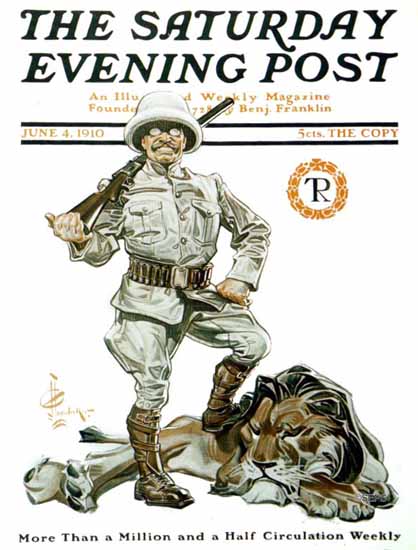 JC Leyendecker Saturday Evening Post Big Game Hunter 1910_06_04 | The Saturday Evening Post Graphic Art Covers 1892-1930