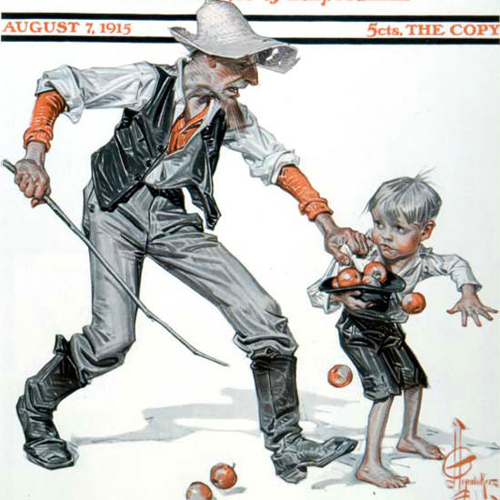 JC Leyendecker Saturday Evening Post Caught 1915_08_07 Copyright crop | Best of 1891-1919 Ad and Cover Art