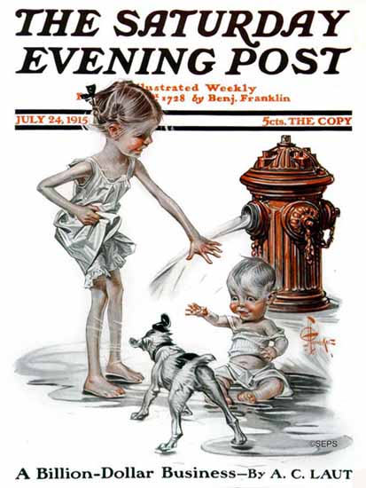 JC Leyendecker Saturday Evening Post Chilling 1915_07_24 | The Saturday Evening Post Graphic Art Covers 1892-1930