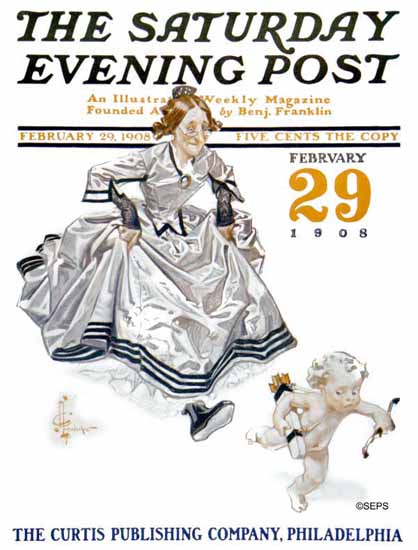 JC Leyendecker Saturday Evening Post Cupid on the Run 1908_02_29 | The Saturday Evening Post Graphic Art Covers 1892-1930