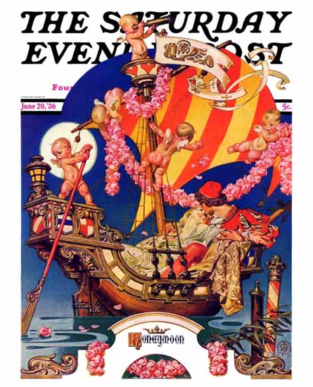 JC Leyendecker Saturday Evening Post Fantasy Honeymoon 1936_06_20 | The Saturday Evening Post Graphic Art Covers 1931-1969