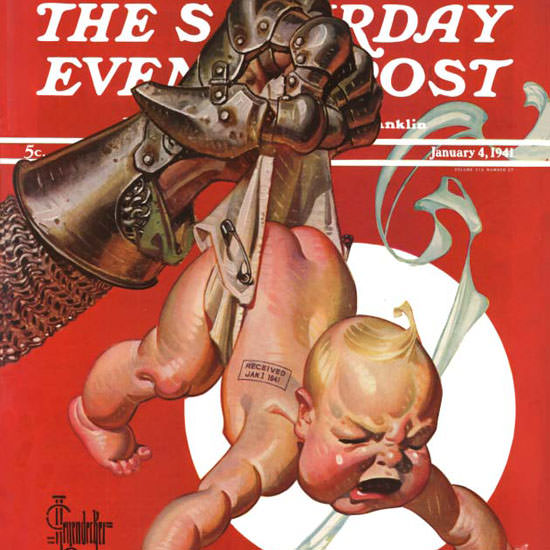 JC Leyendecker Saturday Evening Post Fist 1941_01_04 Copyright crop | Best of 1940s Ad and Cover Art