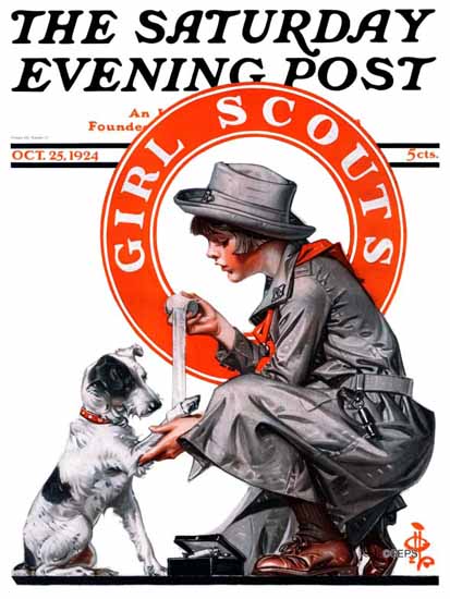 JC Leyendecker Saturday Evening Post Girl Scouts 1924_10_25 | The Saturday Evening Post Graphic Art Covers 1892-1930