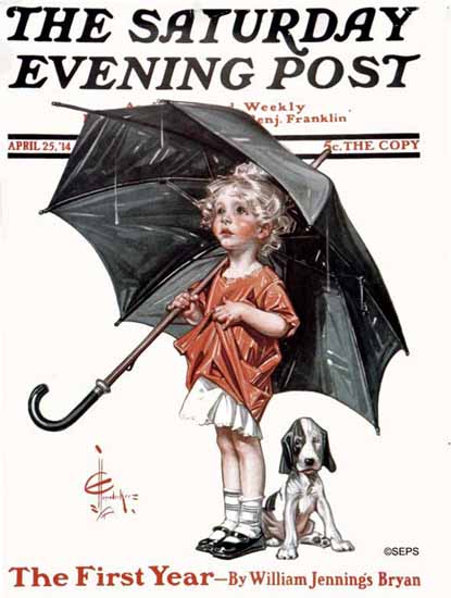 JC Leyendecker Saturday Evening Post In the Rain 1914_04_25 | The Saturday Evening Post Graphic Art Covers 1892-1930