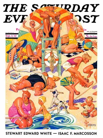 JC Leyendecker Saturday Evening Post King of the Beach 1932_09_03 | The Saturday Evening Post Graphic Art Covers 1931-1969