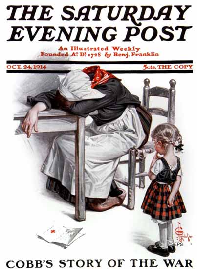 JC Leyendecker Saturday Evening Post Letter of War 1914_10_24 | The Saturday Evening Post Graphic Art Covers 1892-1930