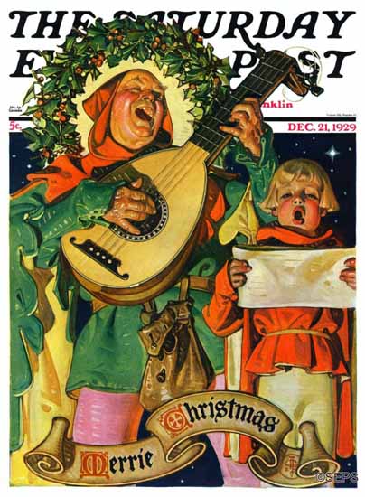 JC Leyendecker Saturday Evening Post Merrie Christmas 1929_12_21 | The Saturday Evening Post Graphic Art Covers 1892-1930