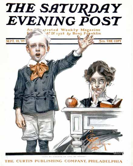 JC Leyendecker Saturday Evening Post Model Pupil 1909_09_18 | The Saturday Evening Post Graphic Art Covers 1892-1930