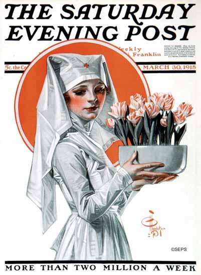 JC Leyendecker Saturday Evening Post Nurse 1918_03_30 | The Saturday Evening Post Graphic Art Covers 1892-1930