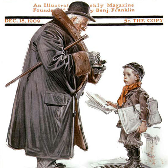 JC Leyendecker Saturday Evening Post Paper 1909_12_18 Copyright crop | Best of 1891-1919 Ad and Cover Art