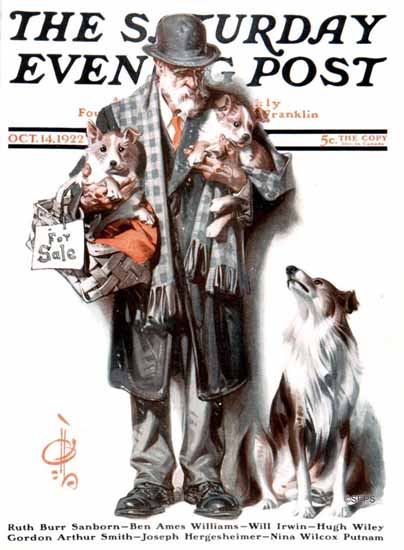 JC Leyendecker Saturday Evening Post Puppies for Sale 1922_10_14 | The Saturday Evening Post Graphic Art Covers 1892-1930