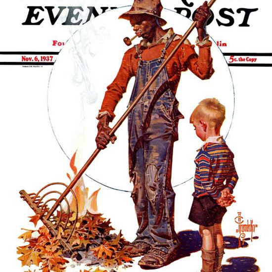 JC Leyendecker Saturday Evening Post Raking 1937_11_06 Copyright crop | Best of Vintage Cover Art 1900-1970