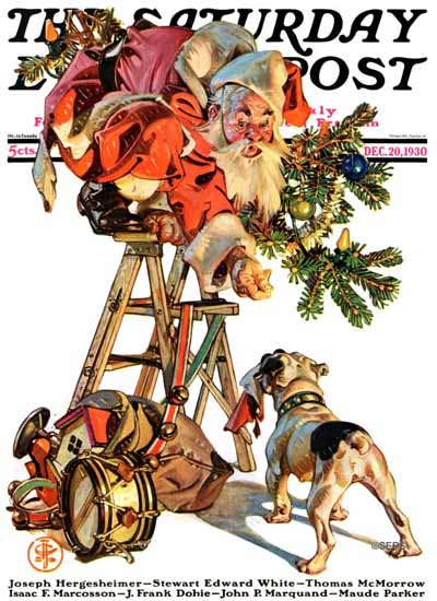 JC Leyendecker Saturday Evening Post Santa and the Dog 1930_12_20 | The Saturday Evening Post Graphic Art Covers 1892-1930