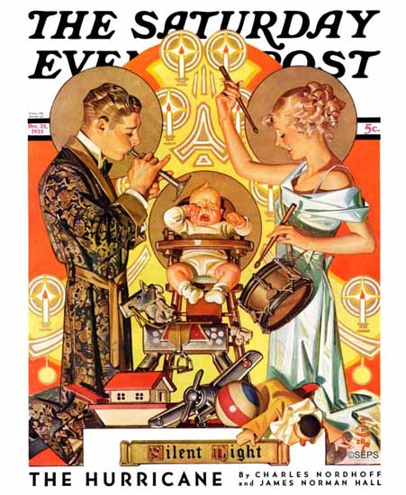 JC Leyendecker Saturday Evening Post Silent Night 1935_12_28 | The Saturday Evening Post Graphic Art Covers 1931-1969