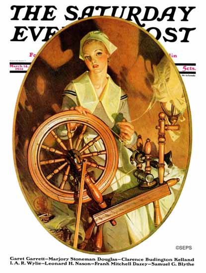 JC Leyendecker Saturday Evening Post Spinning Wheel 1931_03_14 | The Saturday Evening Post Graphic Art Covers 1931-1969