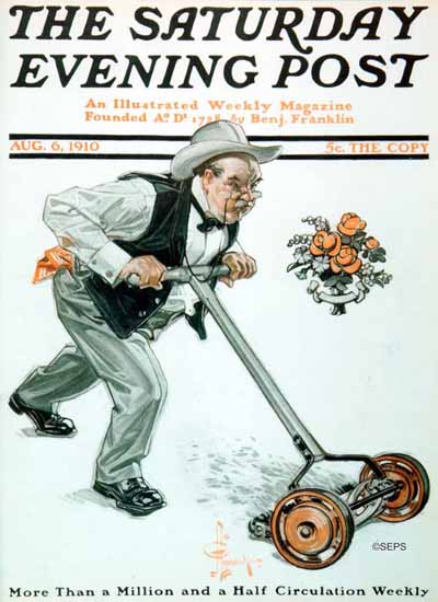 JC Leyendecker Saturday Evening Post The Mower 1910_08_06 | The Saturday Evening Post Graphic Art Covers 1892-1930