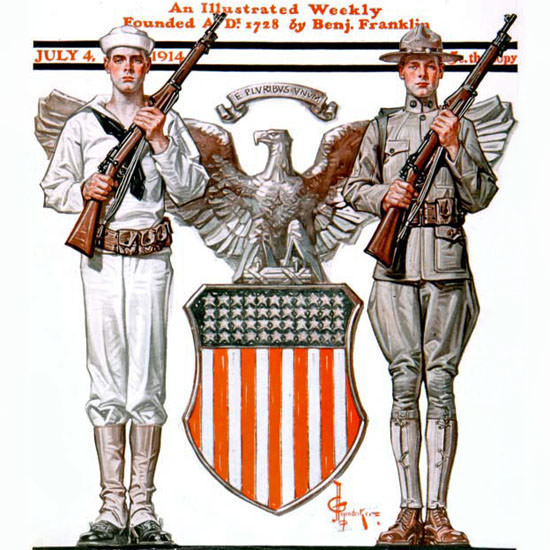 JC Leyendecker Saturday Evening Post Unum 1914_07_04 Copyright crop | Best of 1891-1919 Ad and Cover Art