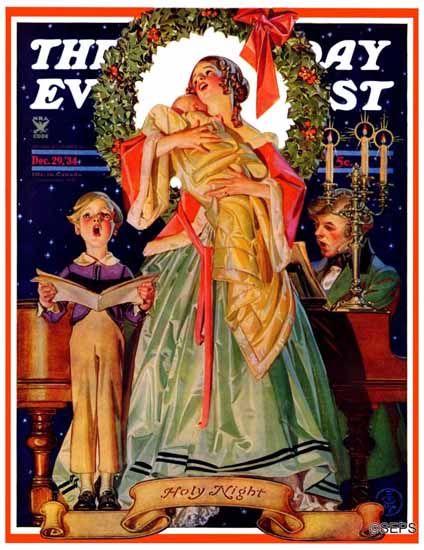 JC Leyendecker Saturday Evening Post Victorian Family 1934_12_29 | The Saturday Evening Post Graphic Art Covers 1931-1969