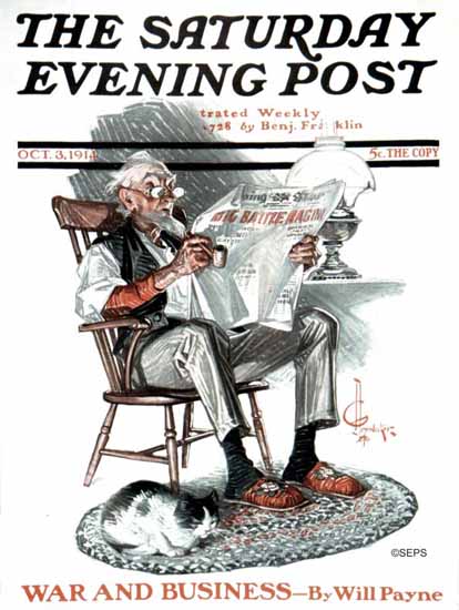 JC Leyendecker Saturday Evening Post War and Business 1914_10_03 | The Saturday Evening Post Graphic Art Covers 1892-1930