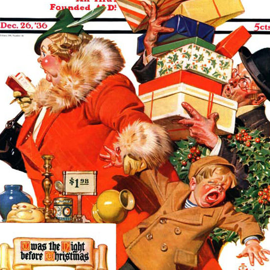 JC Leyendecker Saturday Evening Post Xmas 1936_12_26 Copyright crop | Best of Vintage Cover Art 1900-1970