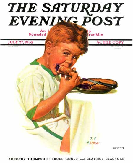 JF Kernan Saturday Evening Post Blueberry Pie 1935_07_27 | The Saturday Evening Post Graphic Art Covers 1931-1969