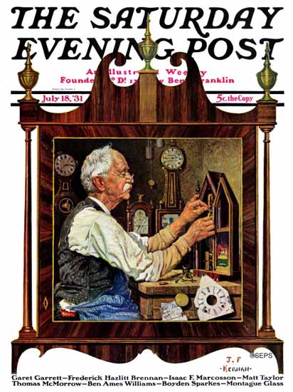 JF Kernan Saturday Evening Post Clockmaker 1931_07_18 | The Saturday Evening Post Graphic Art Covers 1931-1969