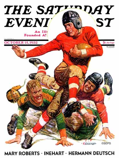 JF Kernan Saturday Evening Post College Football 1932_10_15 | The Saturday Evening Post Graphic Art Covers 1931-1969