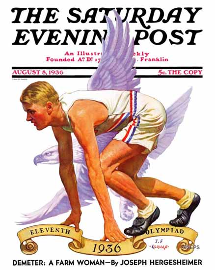 JF Kernan Saturday Evening Post Eleventh Olympiad 1936_08_08 | The Saturday Evening Post Graphic Art Covers 1931-1969