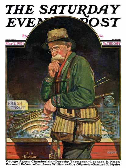 JF Kernan Saturday Evening Post Fishing at the Market 1931_05_02 | The Saturday Evening Post Graphic Art Covers 1931-1969